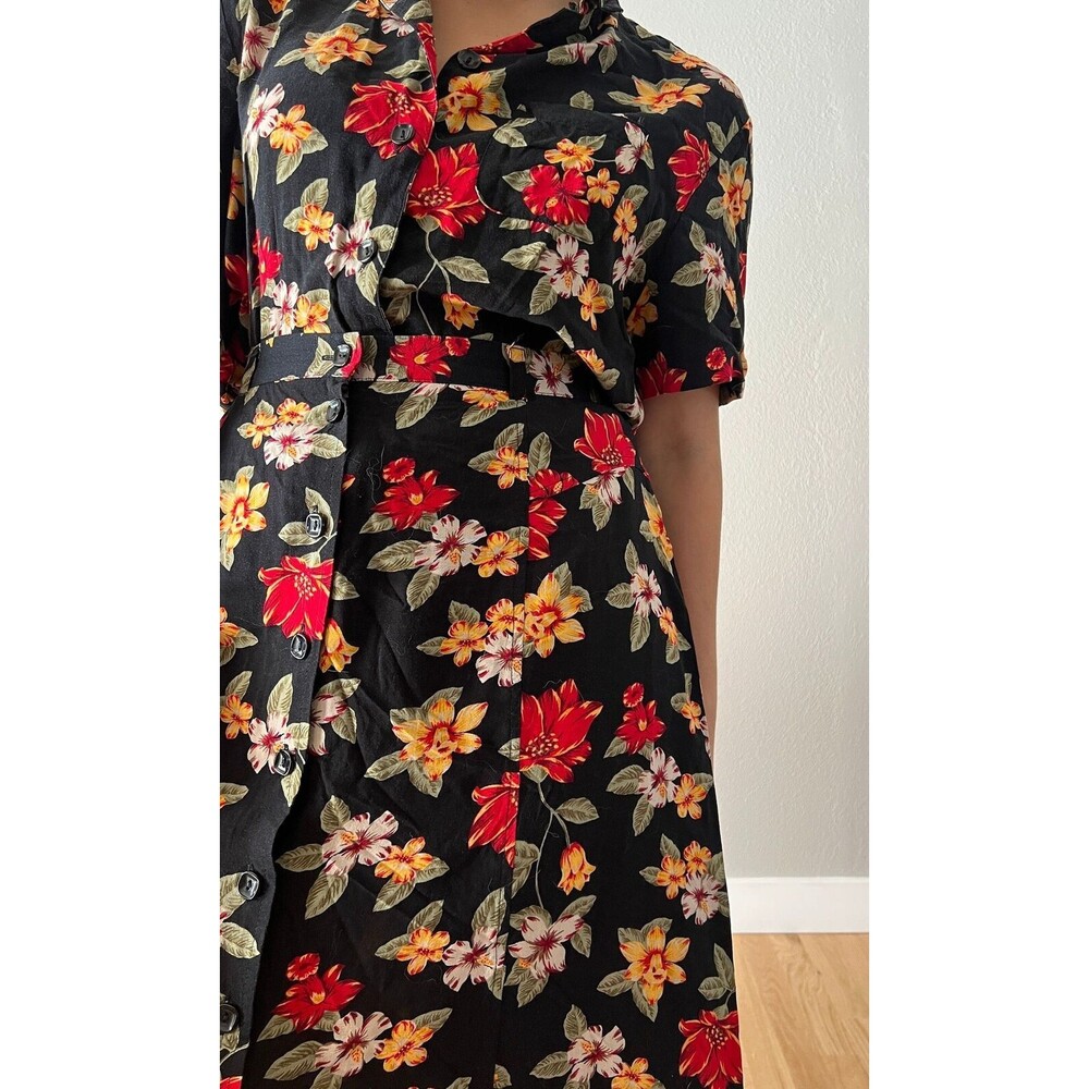 vtg 90s‎ Sag harbor rayon skirt top set 2 piece floral retro boho large petite - Picture 6 of 6